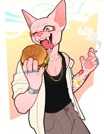 Half body (no shading) + item(s)